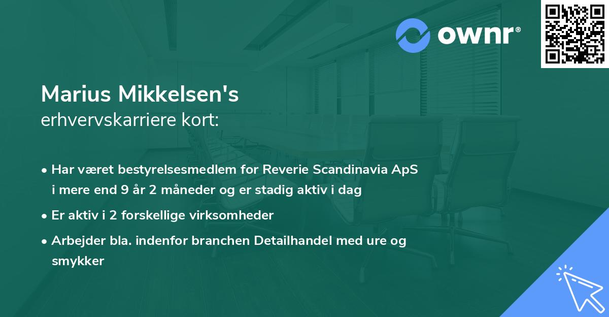 Marius Mikkelsen's erhvervskarriere kort