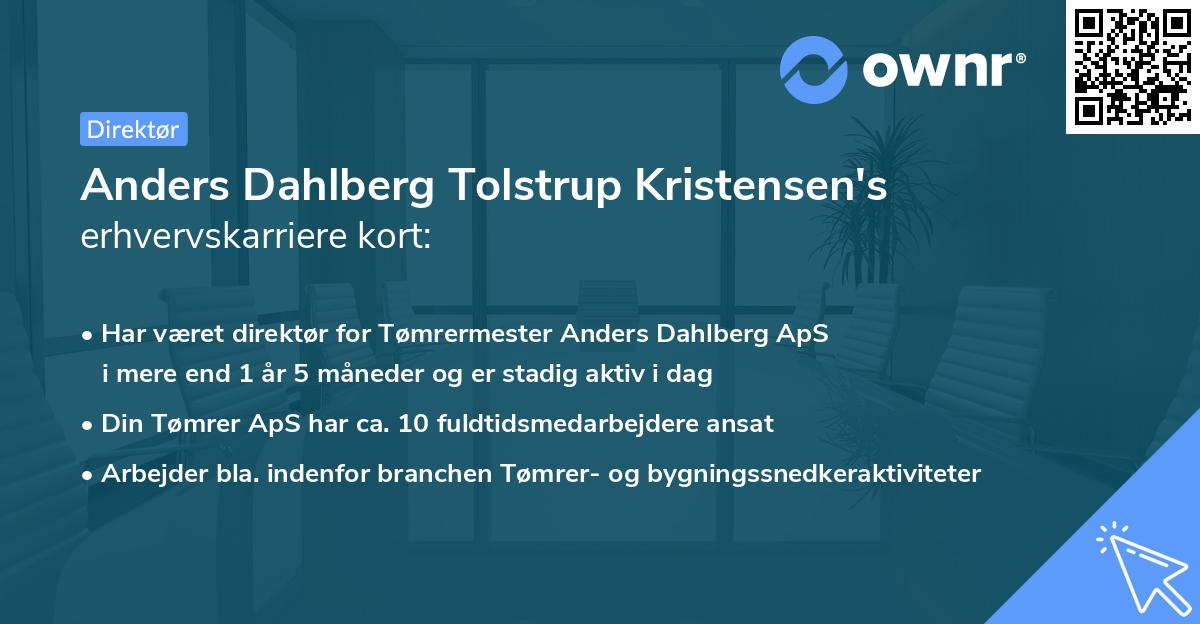 Anders Dahlberg Tolstrup Kristensen's erhvervskarriere kort