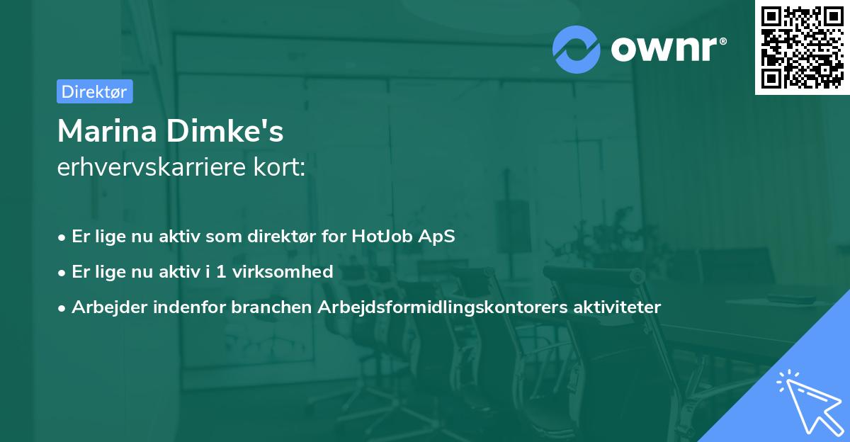 Marina Dimke's erhvervskarriere kort