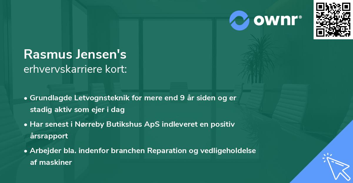 Rasmus Jensen's erhvervskarriere kort