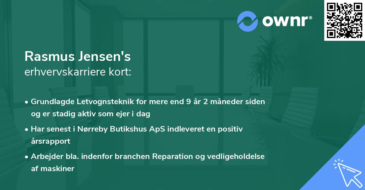 Rasmus Jensen's erhvervskarriere kort