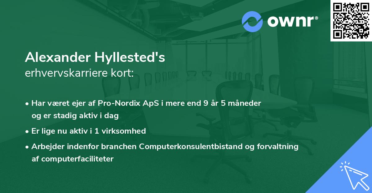 Alexander Hyllested's erhvervskarriere kort