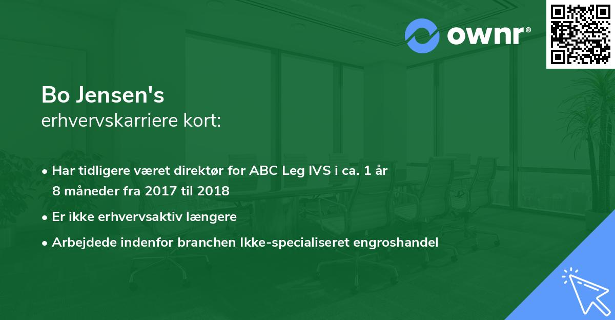 Bo Jensen's erhvervskarriere kort