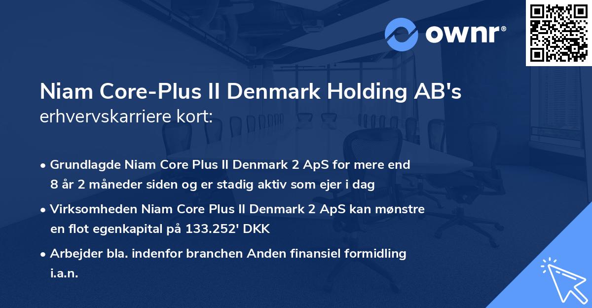Niam Core-Plus II Denmark Holding AB's erhvervskarriere kort