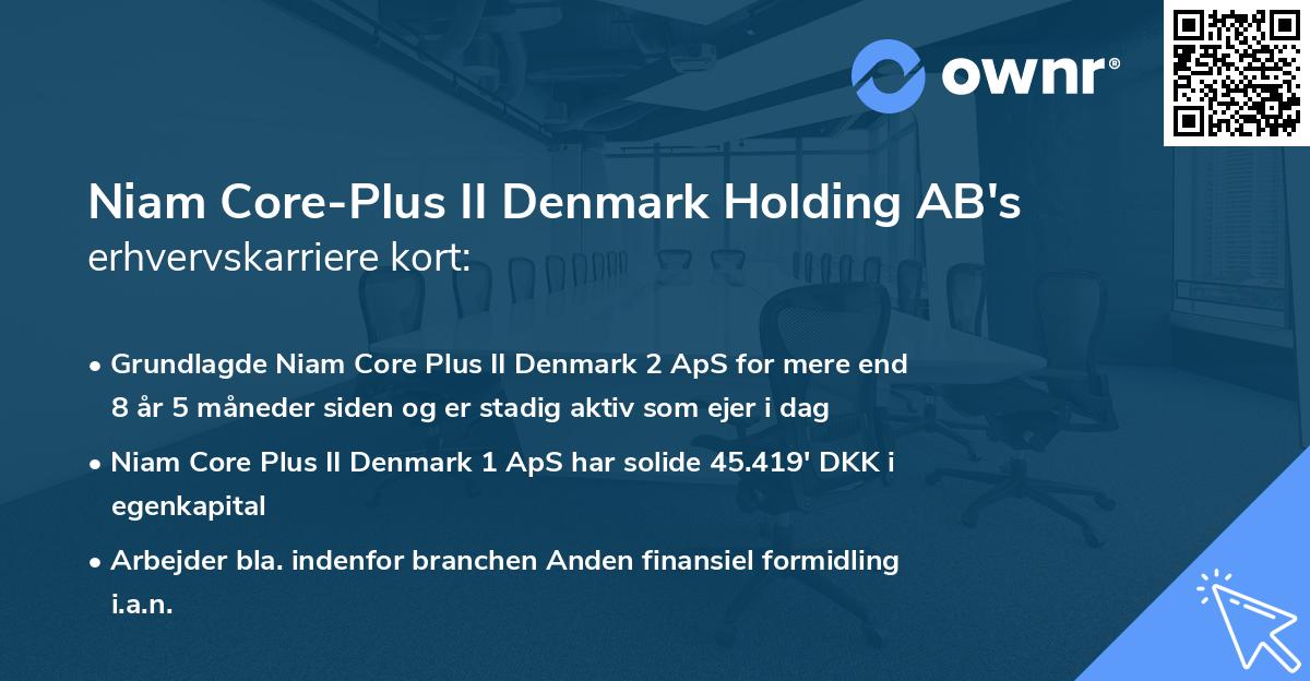 Niam Core-Plus II Denmark Holding AB's erhvervskarriere kort