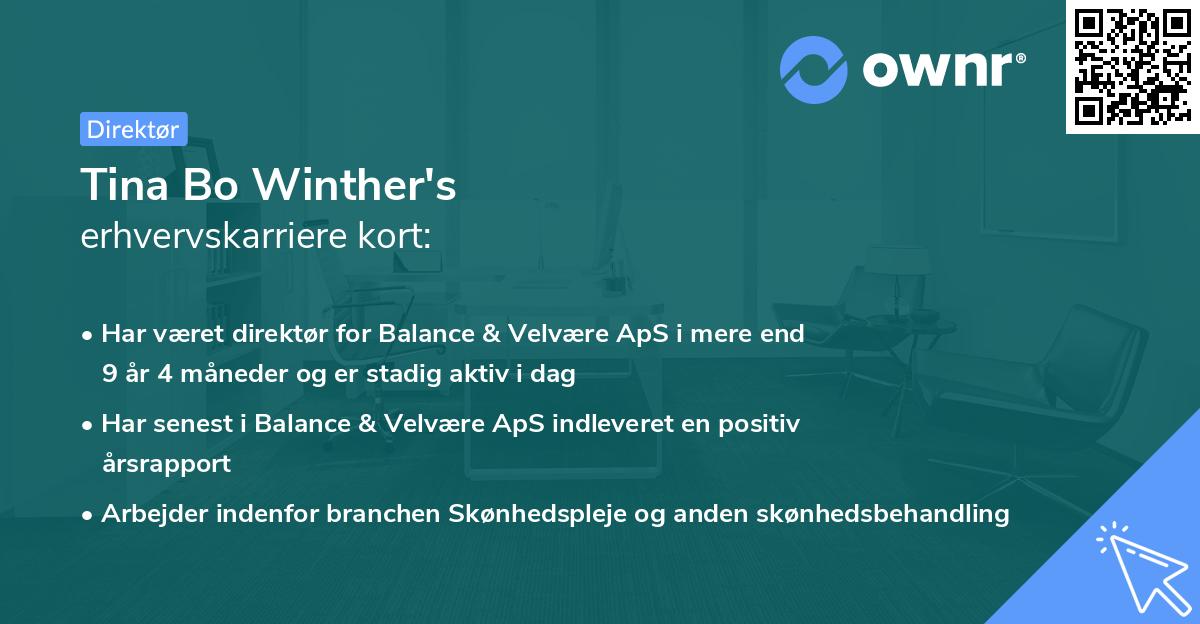 Tina Bo Winther's erhvervskarriere kort