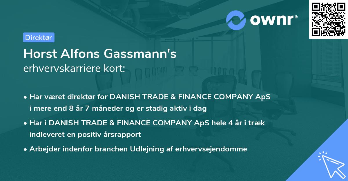 Horst Alfons Gassmann's erhvervskarriere kort