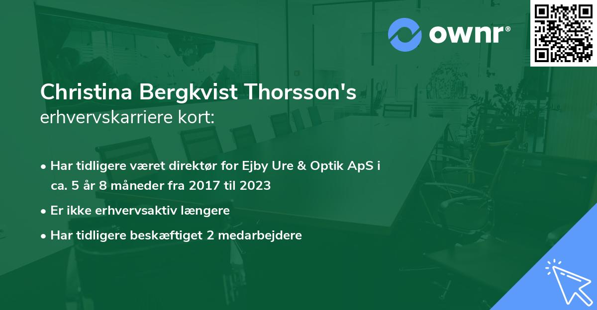 Christina Bergkvist Thorsson's erhvervskarriere kort