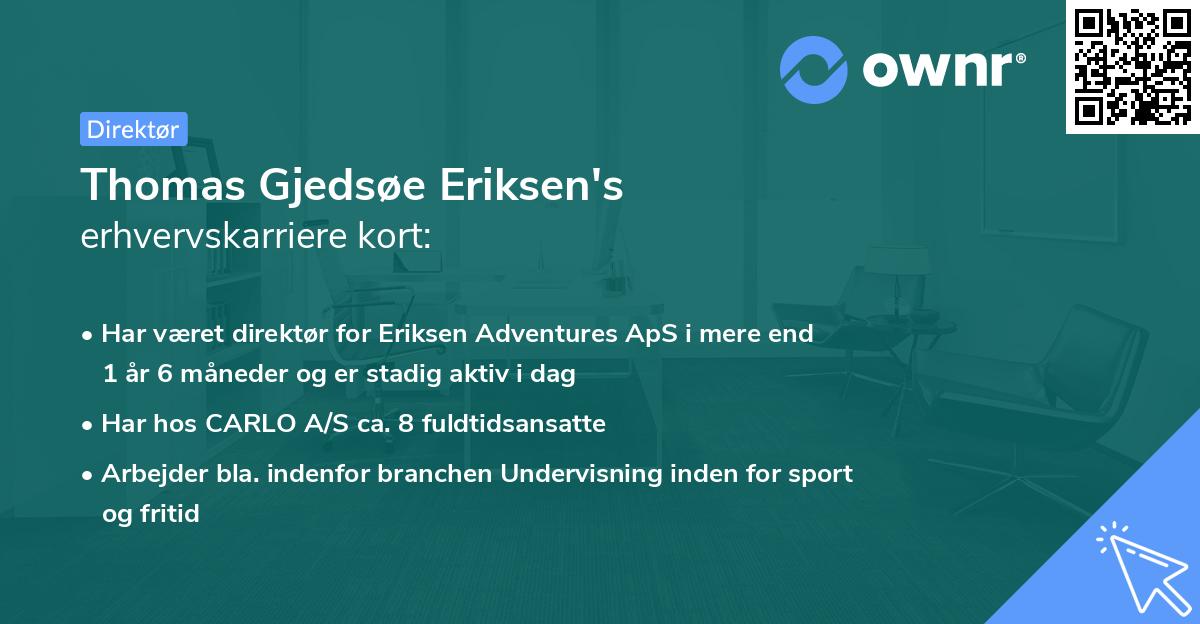 Thomas Gjedsøe Eriksen's erhvervskarriere kort