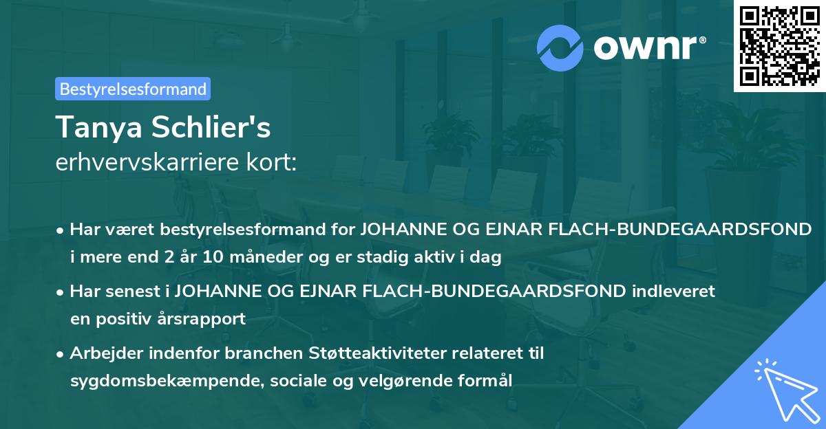 Tanya Schlier's erhvervskarriere kort