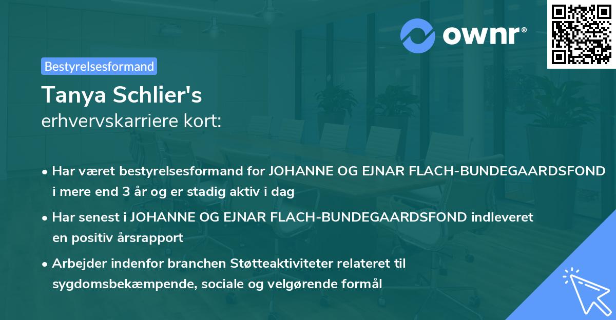 Tanya Schlier's erhvervskarriere kort