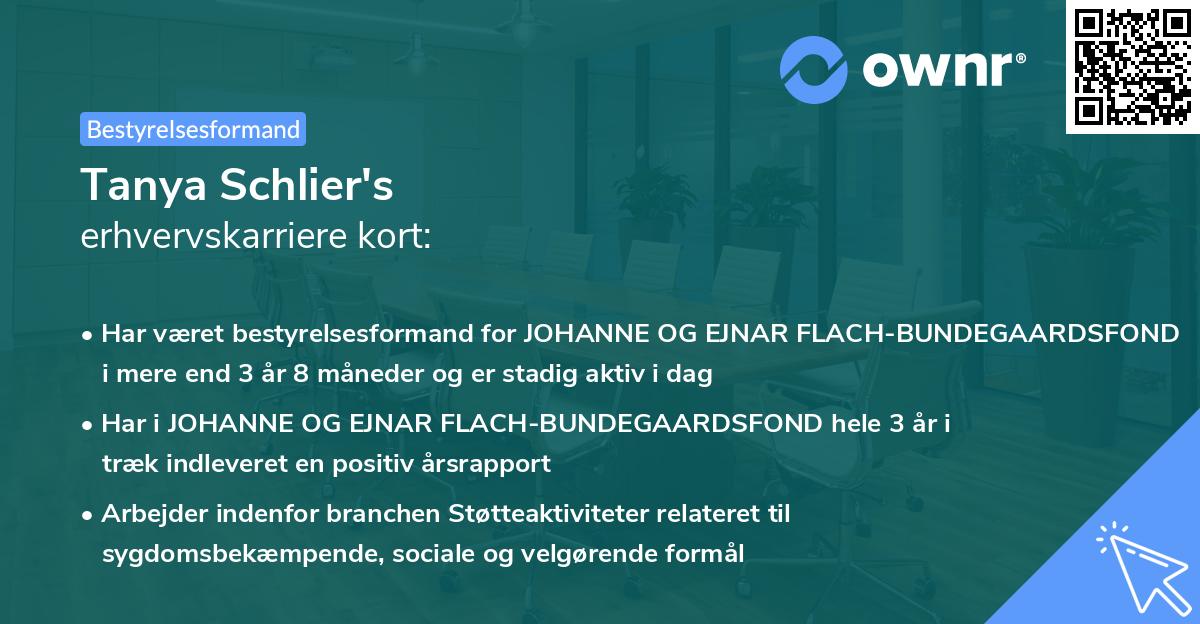 Tanya Schlier's erhvervskarriere kort