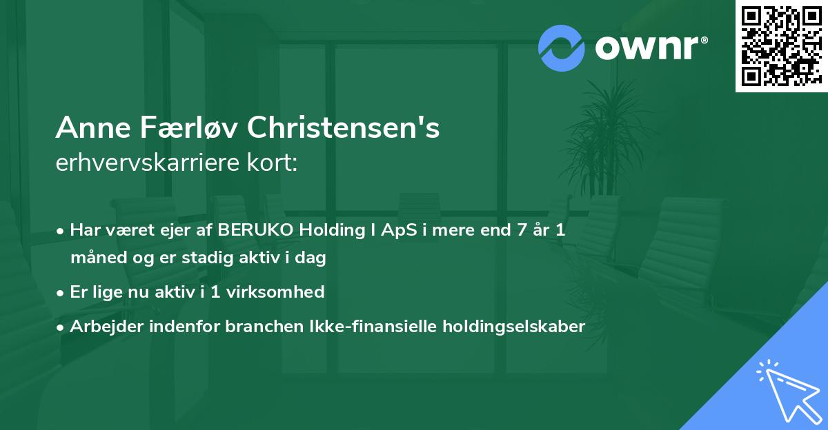Anne Færløv Christensen's erhvervskarriere kort