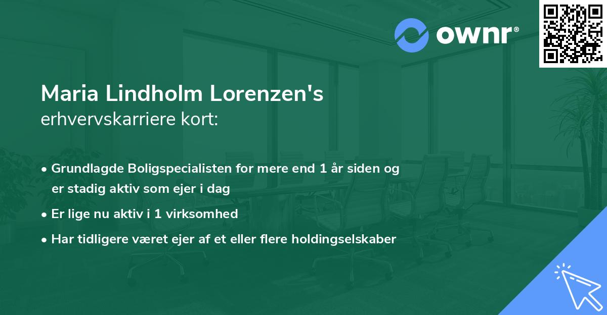 Maria Lindholm Lorenzen's erhvervskarriere kort