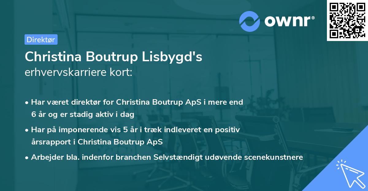 Christina Boutrup Lisbygd's erhvervskarriere kort