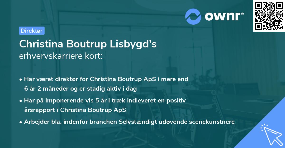 Christina Boutrup Lisbygd's erhvervskarriere kort