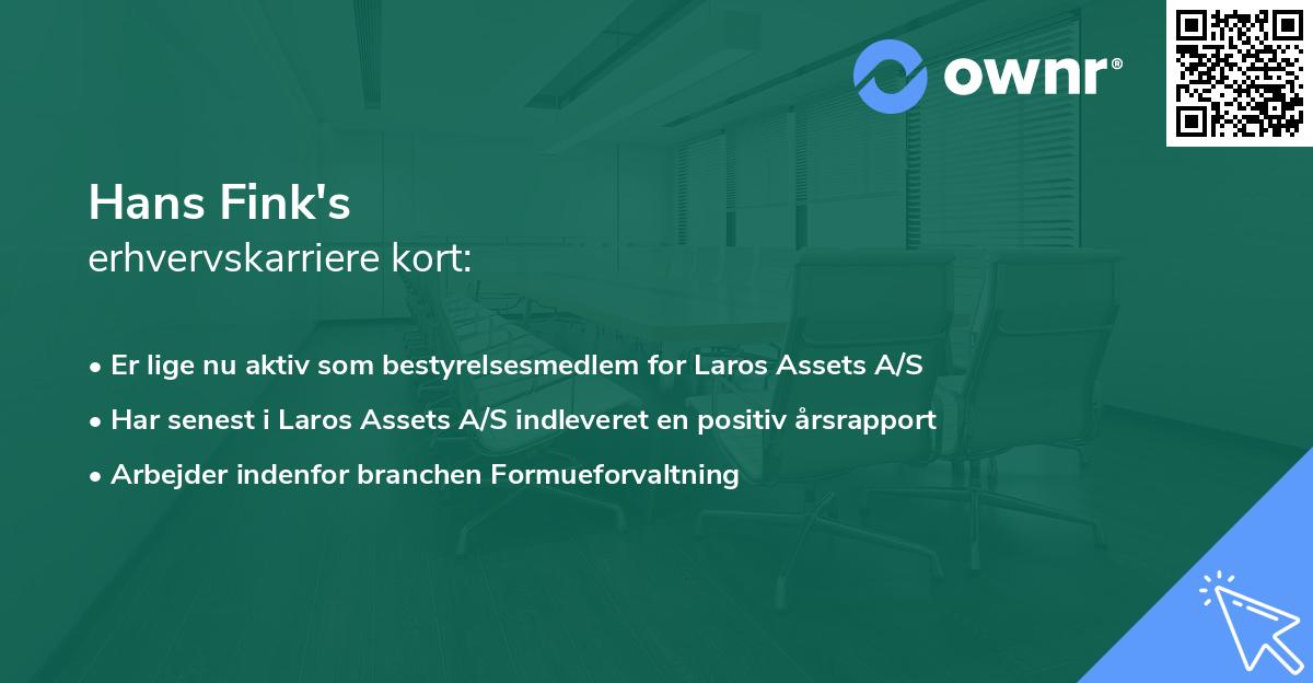 Hans Fink's erhvervskarriere kort