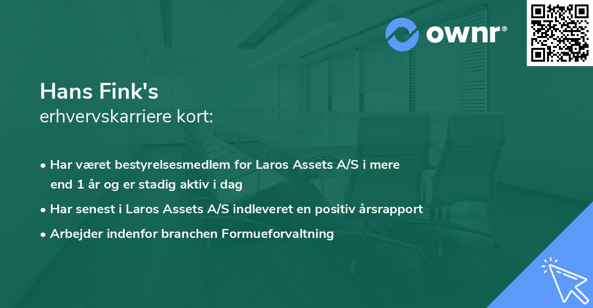Hans Fink's erhvervskarriere kort