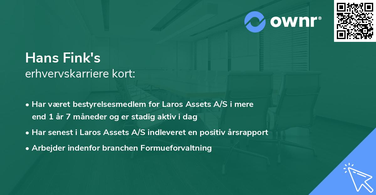 Hans Fink's erhvervskarriere kort