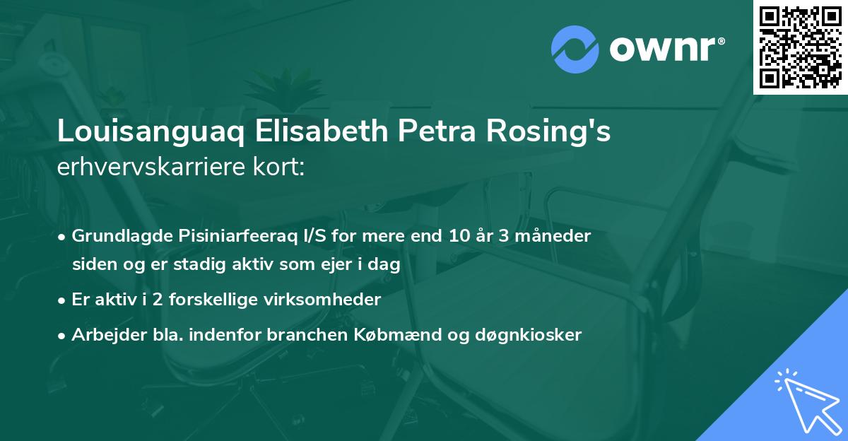 Louisanguaq Elisabeth Petra Rosing's erhvervskarriere kort