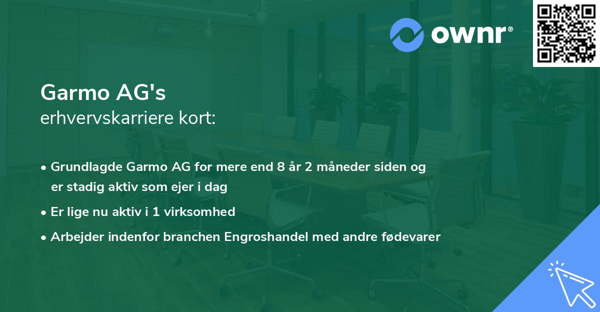 Garmo AG's erhvervskarriere kort