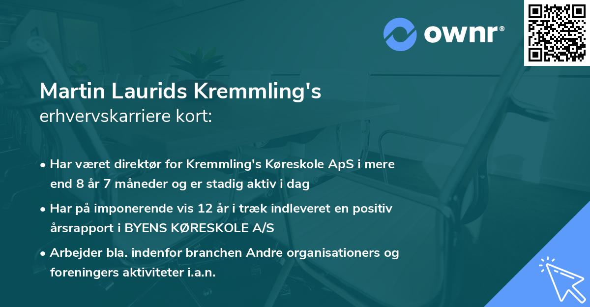 Martin Laurids Kremmling's erhvervskarriere kort