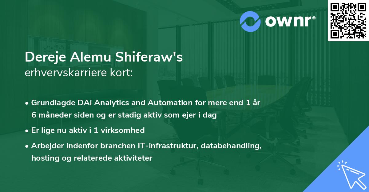 Dereje Alemu Shiferaw's erhvervskarriere kort