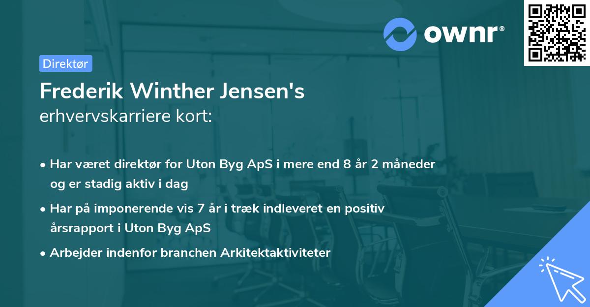 Frederik Winther Jensen's erhvervskarriere kort