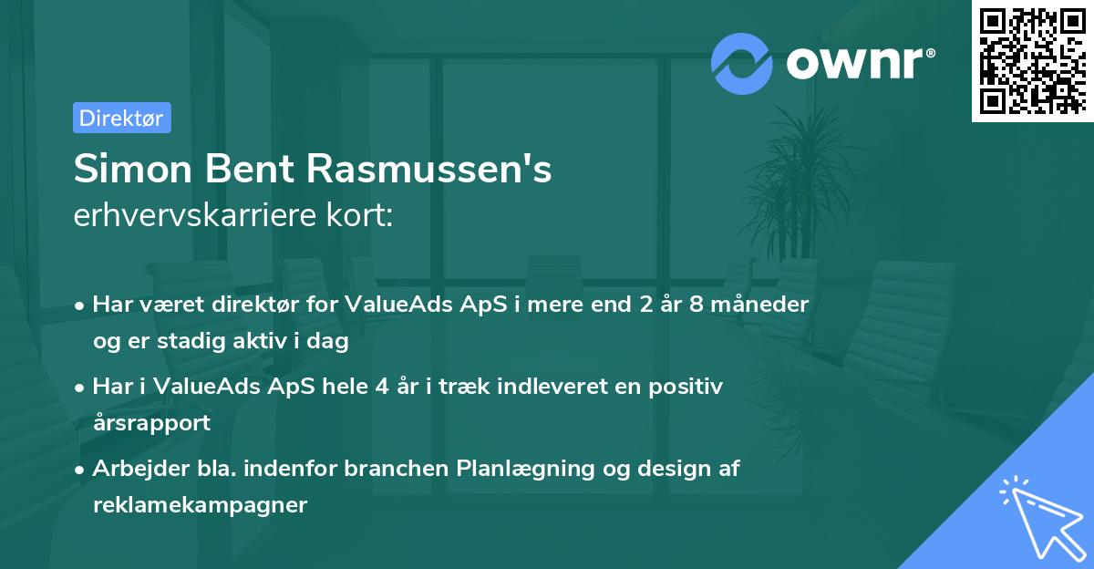 Simon Bent Rasmussen's erhvervskarriere kort