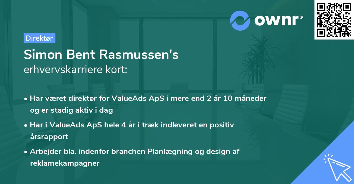 Simon Bent Rasmussen's erhvervskarriere kort