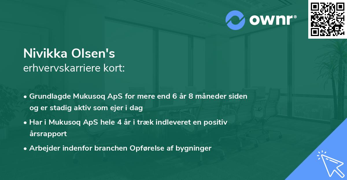Nivikka Olsen's erhvervskarriere kort