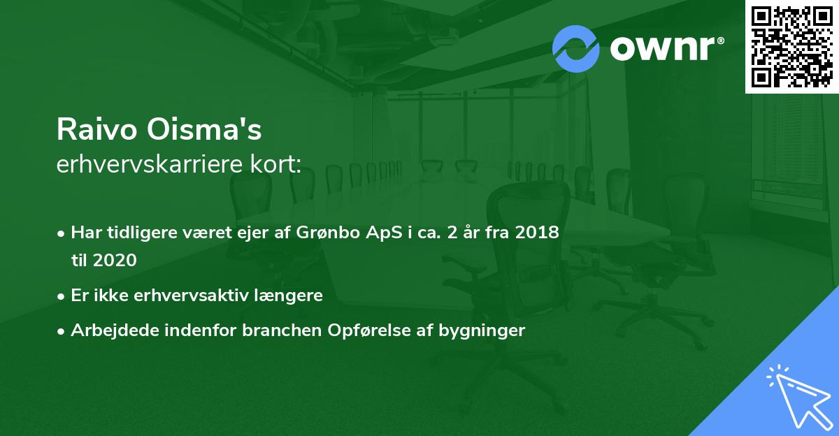 Raivo Oisma's erhvervskarriere kort
