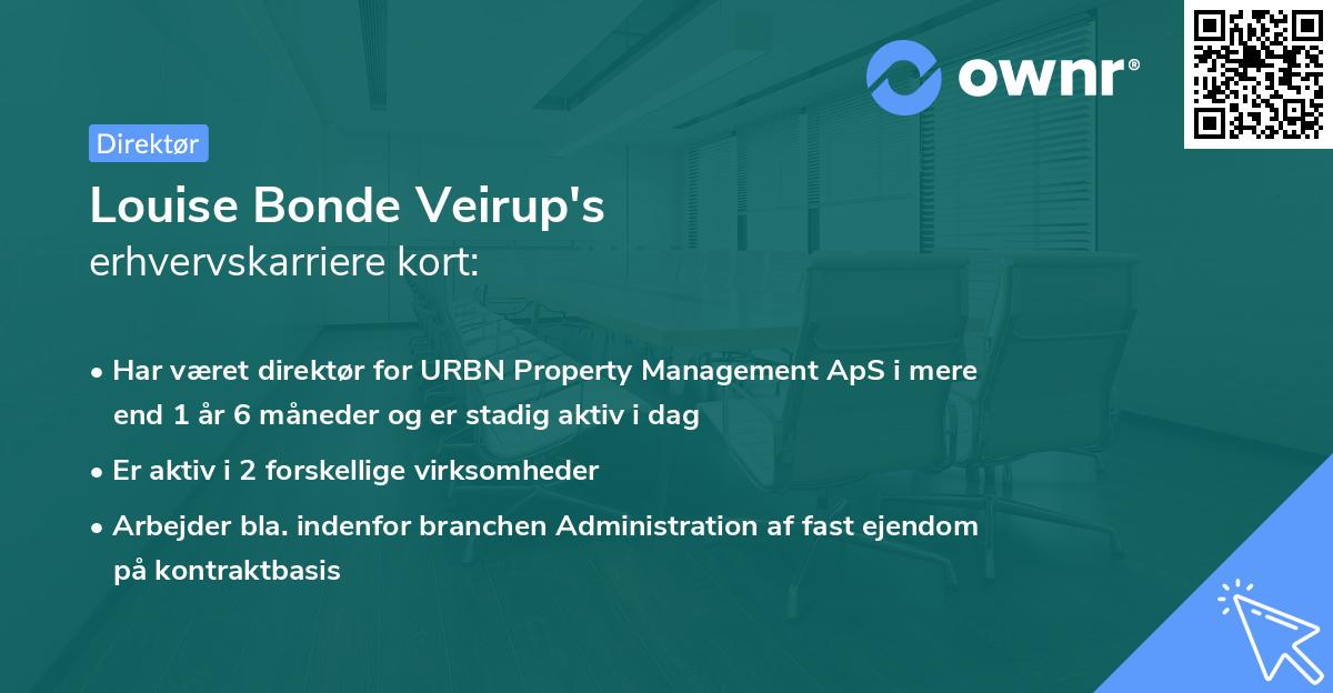 Louise Bonde Veirup's erhvervskarriere kort