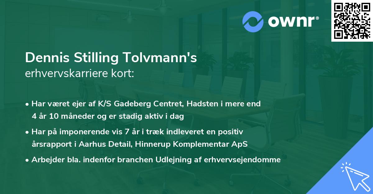 Dennis Stilling Tolvmann's erhvervskarriere kort