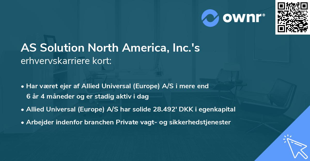 AS Solution North America, Inc.'s erhvervskarriere kort