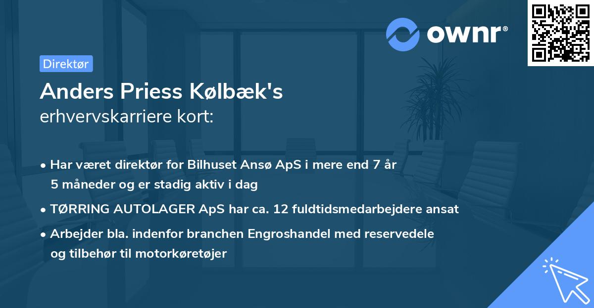 Anders Priess Kølbæk's erhvervskarriere kort