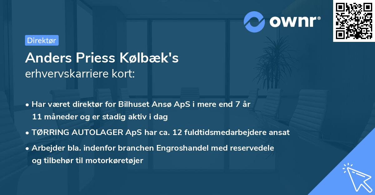 Anders Priess Kølbæk's erhvervskarriere kort