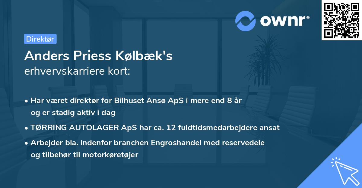Anders Priess Kølbæk's erhvervskarriere kort
