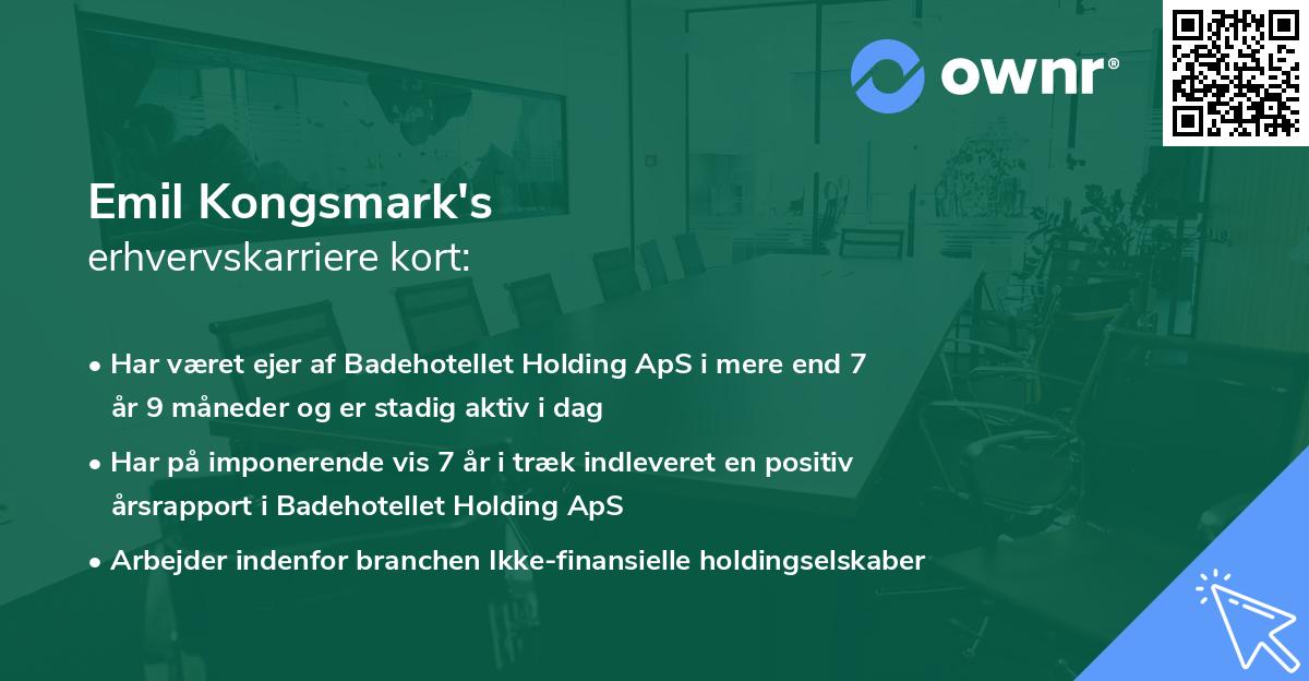 Emil Kongsmark's erhvervskarriere kort