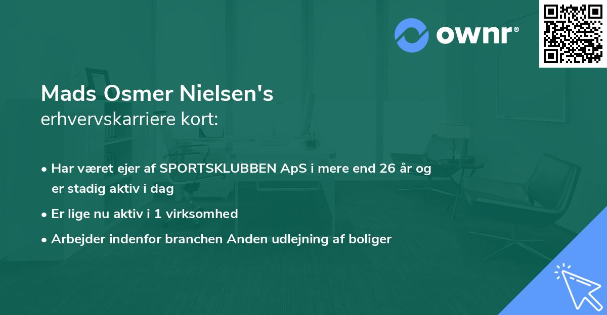 Mads Osmer Nielsen's erhvervskarriere kort