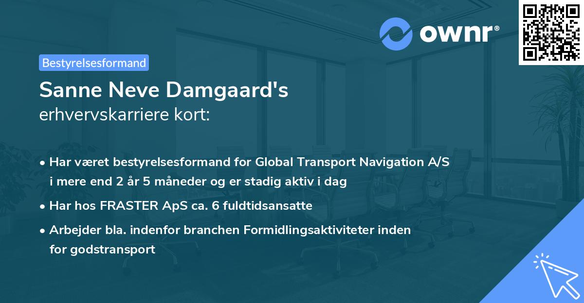 Sanne Neve Damgaard's erhvervskarriere kort