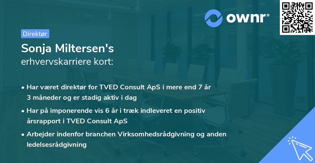 Sonja Miltersen's erhvervskarriere kort