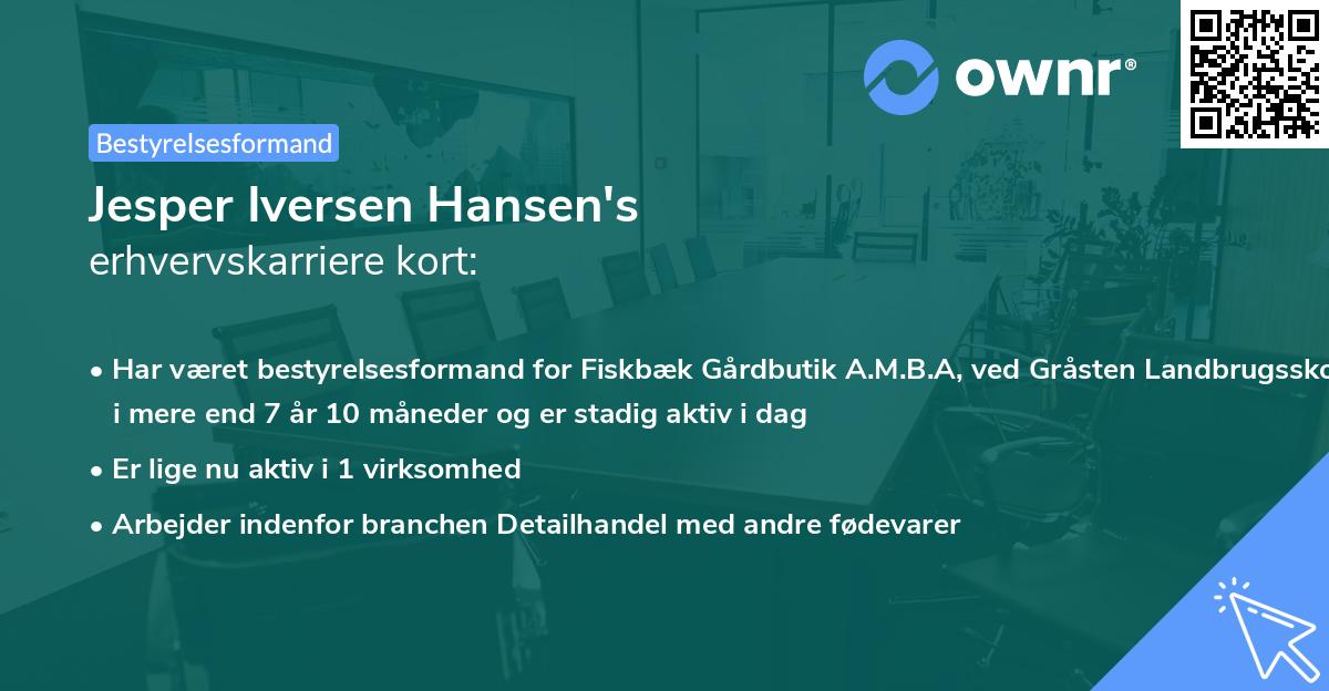 Jesper Iversen Hansen's erhvervskarriere kort