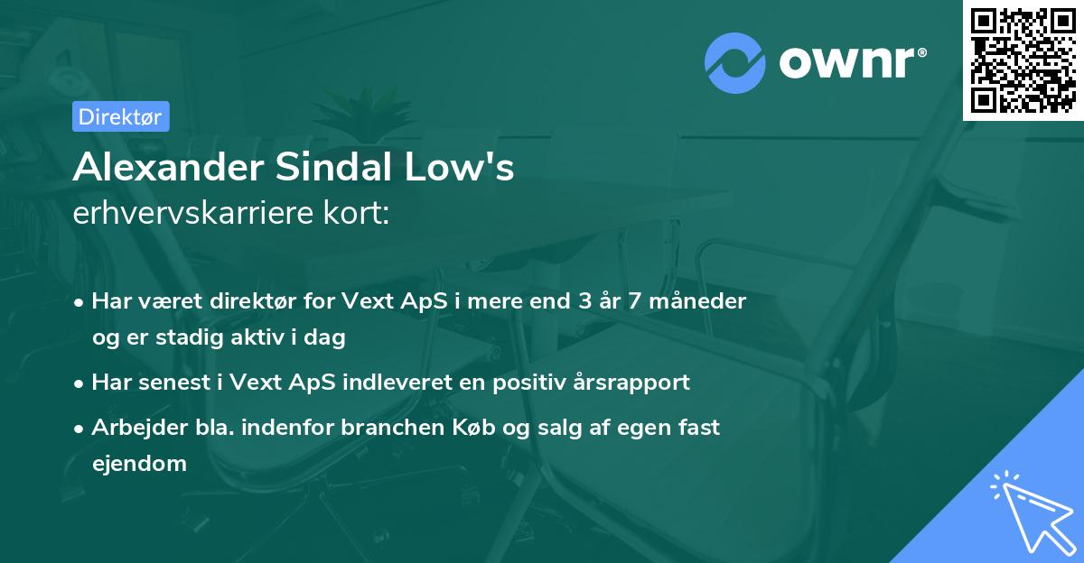 Alexander Sindal Low's erhvervskarriere kort