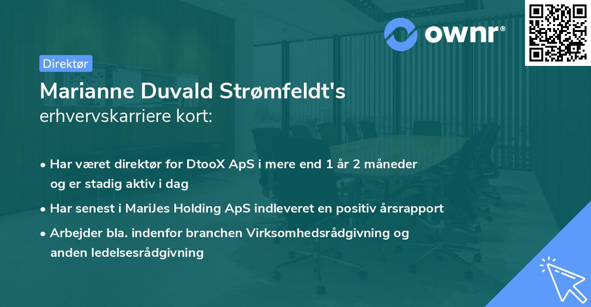 Marianne Duvald Strømfeldt's erhvervskarriere kort