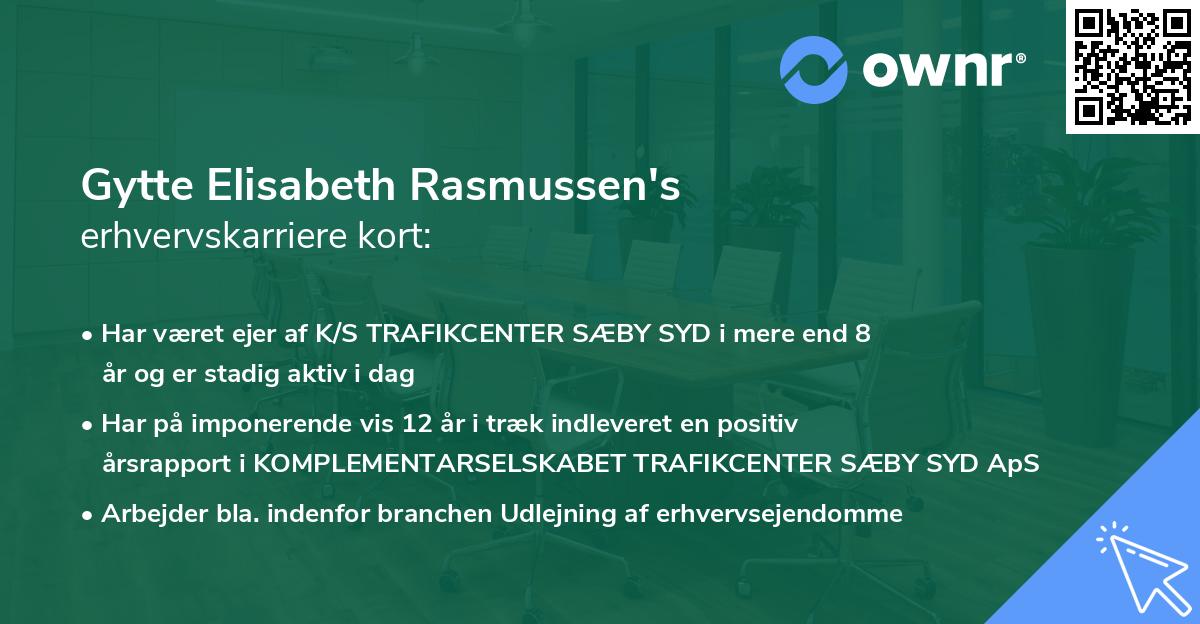 Gytte Elisabeth Rasmussen's erhvervskarriere kort