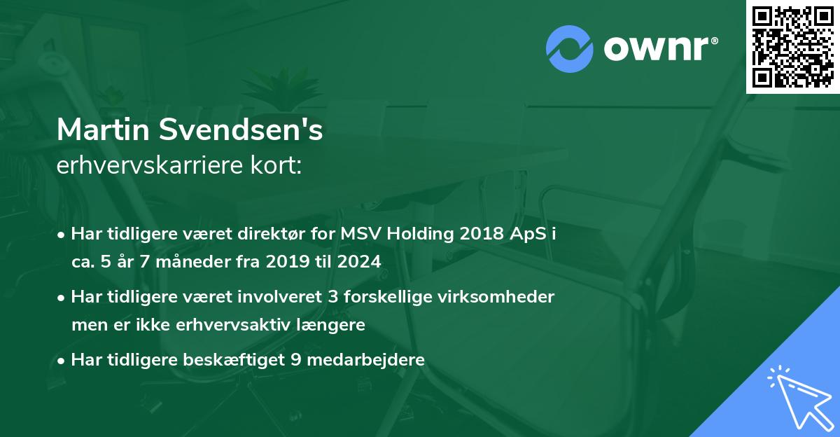 Martin Svendsen's erhvervskarriere kort