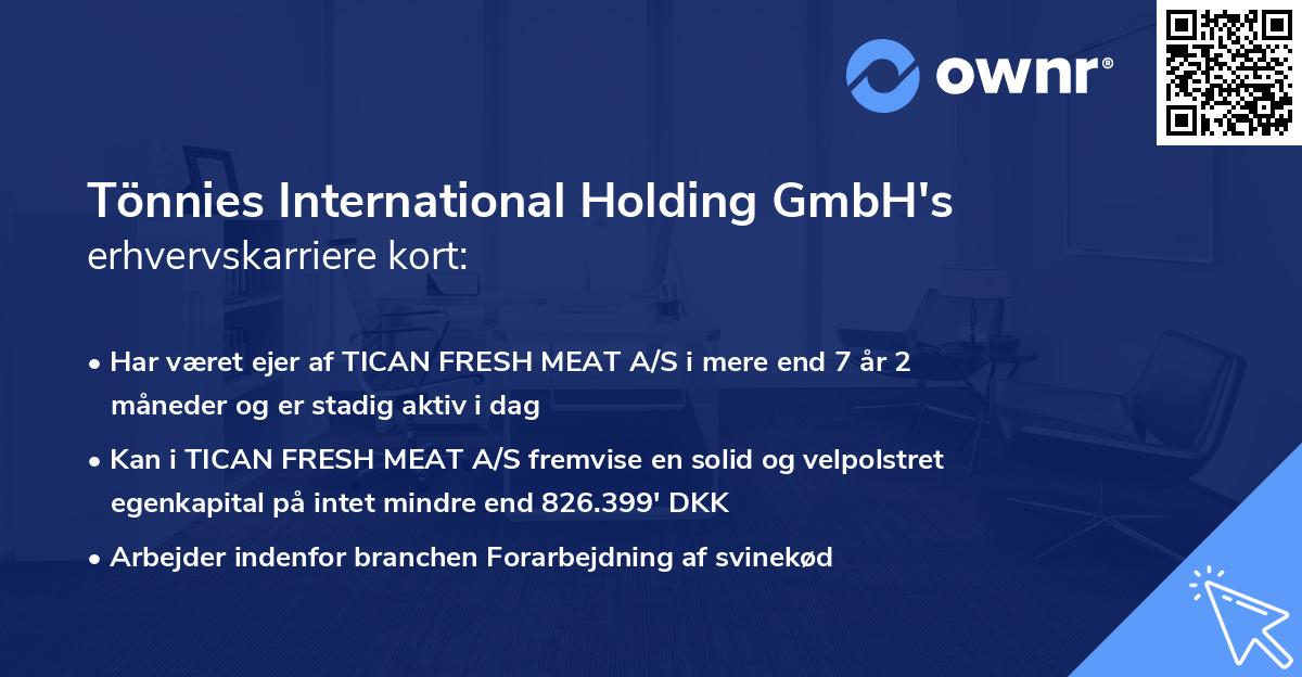 Tönnies International Holding GmbH's erhvervskarriere kort