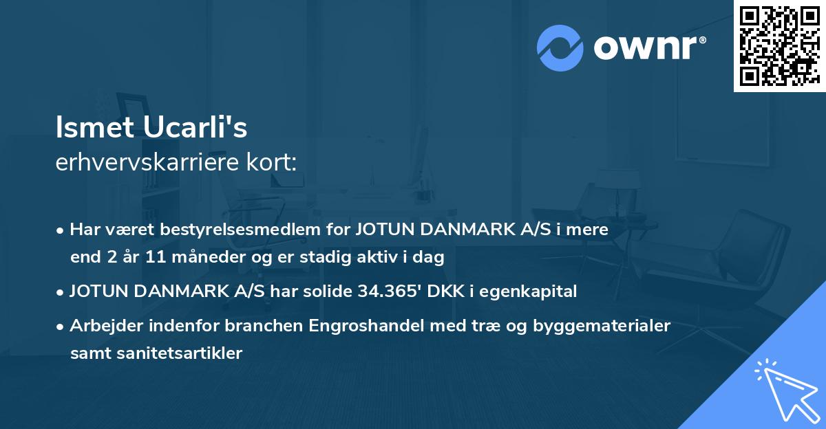 Ismet Ucarli's erhvervskarriere kort