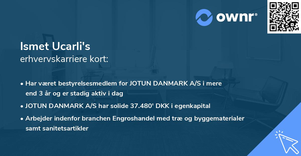 Ismet Ucarli's erhvervskarriere kort